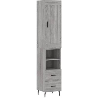 vidaXL Aparador Alto Madera Contrachapada Gris Sonoma 34,5x34x180 Cm Vidaxl