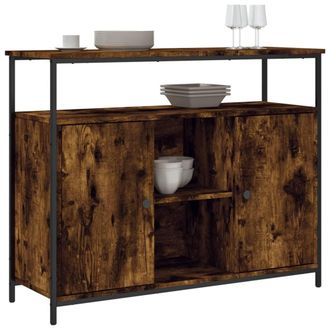 Berkfield Home Sideboard Smoked Oak 100x35x80 cm Engineered Wood in Brown | Size: 100 x 35 x 80 cm