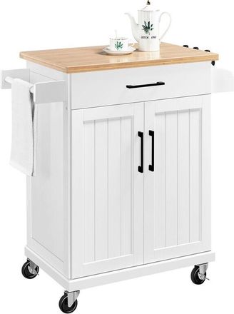 Yaheetech Carro De Cocina Con Ruedas Carrito De Servicio Madera Estanter&iacute;a De Cocina Para Comedor Sal&oacute;n, 66 X 45,5 X 91,5 Cm Blanco - Yaheetech