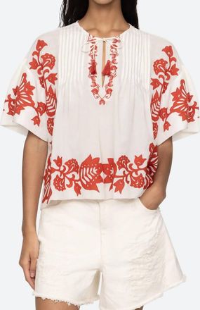 Sea New York Liliana Short Sleeve Top In Red