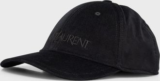 Saint Laurent Men & apos;s 6-Panel Corduroy Logo Baseball Cap