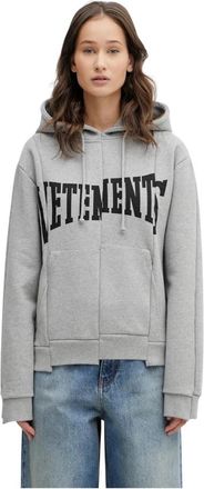 VETEMENTS Cut-Up Logo Hoodie - Dames - Hoodies - Grijs - S - Katoen - Hoodies & sweatvesten