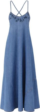 Ermanno Scervino Flowing Denim Maxi Dress - Dames - Maxi kleedjes - Blauw - S - Denim - Kleedjes