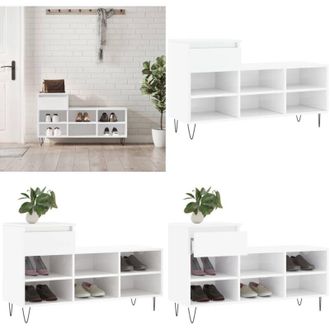 vidaXL Scarpiera Bianco Lucido 102x36x60 cm in Legno Multistrato - Scarpiera da interno - Scarpiera con cassetto