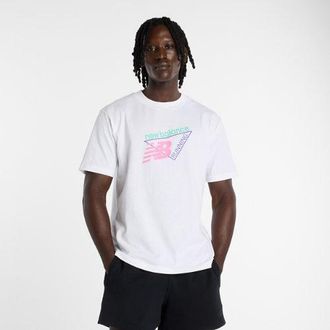 New Balance Uomo Classic Tri-Logo T-Shirt in Bianca, Cotone, Taglia 2XL