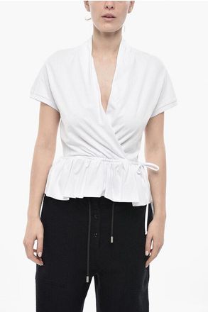 Dries Van Noten Cotton Wrap T-Shirt With Waist Drawstring size Xs