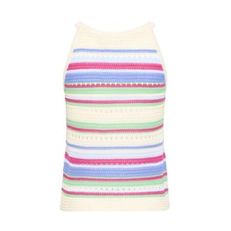 Ichi Sleeveless Tops, female, Multicolor, Size: XS Crochet Tank Top