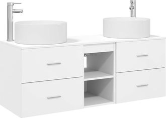 vidaXL Juego De Muebles De Ba&ntilde;o 3 Uds. Blanco 49,5 X 44,5 X 65,5 Cm Vidaxl