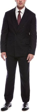 Brunello Cucinelli Navy Double-Breasted Pinstripe Suit, Brand Size 44 (US Size 34)