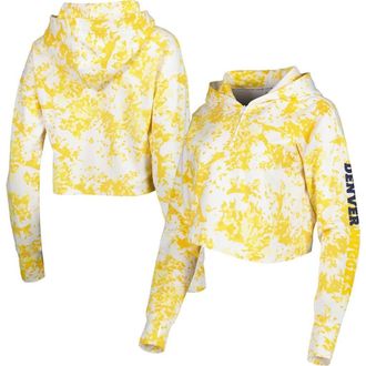 Lusso Womens Lusso Gold/White Denver Nuggets Maia Tri-Blend Cropped Quarter-Zip Top at Nordstrom, Size X-Large