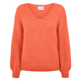 Americandreams Milana LS Alpaca Pullover - Dames - V-hals truien - Oranje - XL - Wol - Truien & Vesten