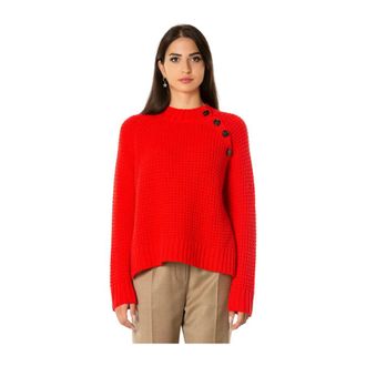 Max Mara Maglia con bottoni laterali - Dames - Truien - Rood - Maat: S Wol