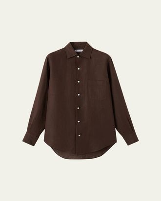 Loro Piana Andre Button Down Linen Solaire Shirt