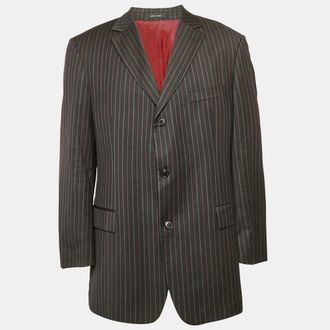 HUGO BOSS Hugo Hugo Boss Black Striped Gabardine Regular Fit Blazer