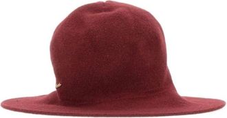 Borsalino Rode brede randhoed met gouden logo - Dames - Hoeden - Rood - ONE Size - Accessoires