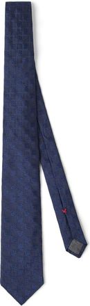 Brunello Cucinelli geometric-embroidery silk tie - Blue