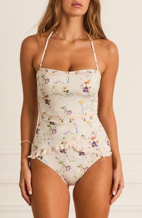 Aqua Blu Australia Moonflower Bridget One Piece in White at Nordstrom, Size 12