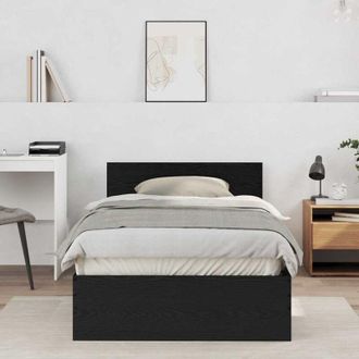 vidaXL Vidaxl - Bed Frame with Headboard Black Oak 100 x 200 cm Engineered wood