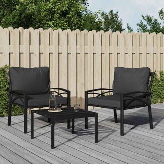 vidaXL vidaXL Sedie da Giardino con Cuscini Grigi 2pz 68x76x79 cm Acciaio