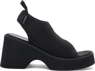 Courr&egrave;ges Wave logo-embroidered sandals - women - Other Materials/Other Materials/Other Materials - 41 - Black