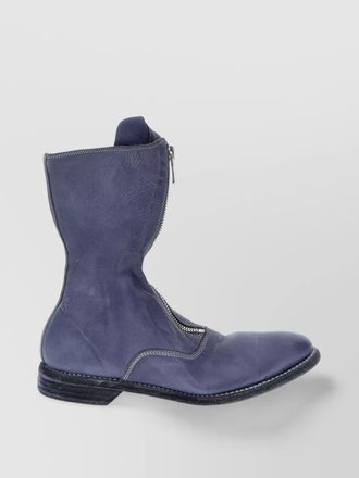 Guidi mid-calf leather round toe boots with stitch detailing