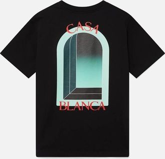 Casablanca Mens Casablanca Mens T Shirts LArche Regular Fit Cotton Tee - Black - Size: 40