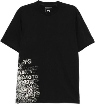 Yohji Yamamoto Black Crewneck Logo Print T-Shirt