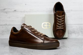 G. Brown Mens Court Sneaker In Brown Leather