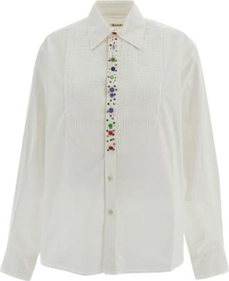 Bode Tuxedo Plastron Shirt - Dames - Overhemden - Wit - M - Katoen - Overhemden