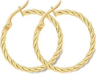 Jewelco London 9ct Gold Cable Twist Hoop Earrings - ERNR02799