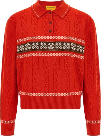 Guest In Residence Cable Collegiate Polo Maglioni Rosso-Donna