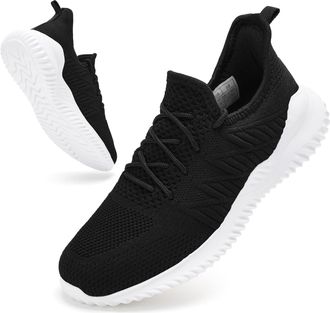 PPQ Women Slip On Memory Foam Lightweight Comfortable Casual Workout Shoes Yoga Tennis or Running Sneakers, black white, 9 UK