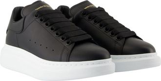 Alexander McQueen Womens Leather Oversized Sneaker Black Calfskin