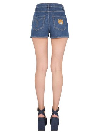 Moschino Embroidered Teddy Denim Bermuda - Denim