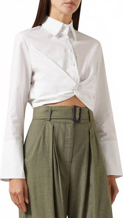Matthew Bruch Womens Twist Button Up Top In White