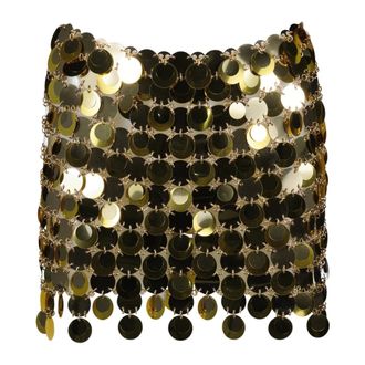 Paco Rabanne Sparkle Discs Skirt - female - Rabanne - Short Skirts - Yellow - M - Skirts
