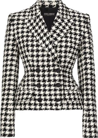 Dolce & Gabbana double breasted check blazer - women - Cotton/Virgin Wool/Silk - 44 - Black