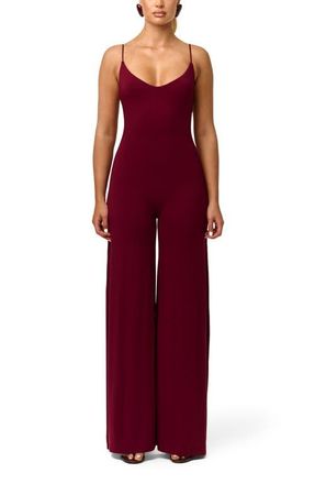 Naked Wardrobe Wide Leg Jumpsuit in Sangria at Nordstrom, Size X-Large