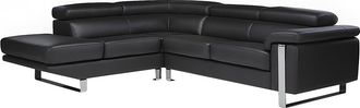 Vente-Unique Divano angolare in pelle Nero - Angolo a sinistra - MYSTIQUE
