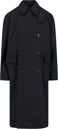 Our Legacy Double-Breasted Black Coat With Round Collar