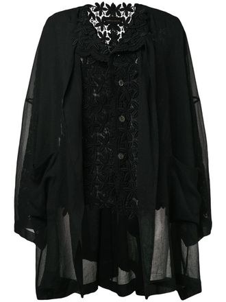Comme Des Gar&ccedil;ons 1989 macram&eacute; layered jacket - women - Polyester/Cotton/Rayon - M - Black