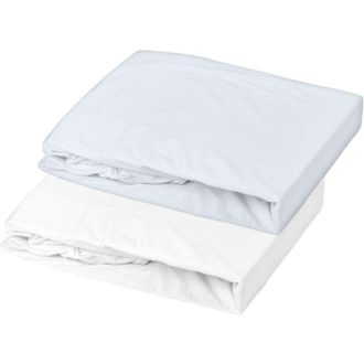 OEM Juego De 2 S&aacute;banas Ajustables - Mon Ptit Dodo - Jersey 100% Algod&oacute;n - 60 X 120 Cm - Blanco Y Azul Claro