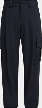 Giorgio Armani Mens Wool Relaxed Single-Pleated Cargo Pants