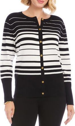 Karen Kane Stripe Cardigan in Black/Off White at Nordstrom, Size X-Large