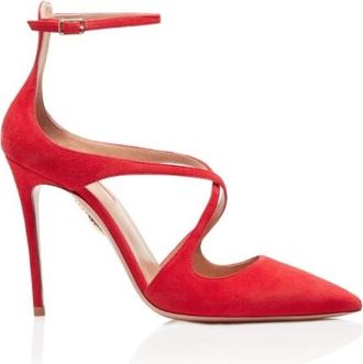 Aquazzura Red Viviana 105mm Suede Pumps Size 37