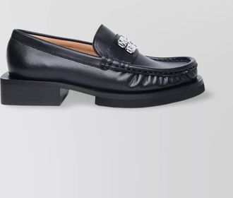 Ganni leather loafers with stacked heel and metallic hardware