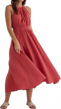 Bella Dahl Cut Out Back Halter Midi Dress In Cherry Rose