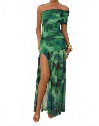 Runaway The Label Womens Misaki One Shoulder Maxi Dress In Calista Green