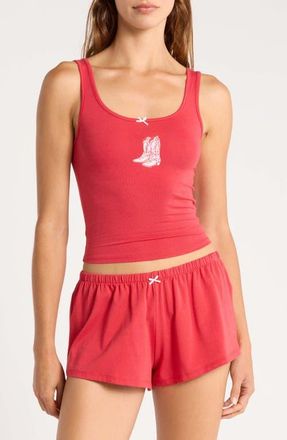 Florence By Mills Tank Top & Shorts Pajama Set in Lucky Red at Nordstrom, Size Xx-Small
