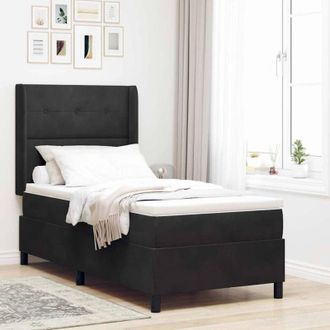 vidaXL Cama Tipo Box Spring Con Tiras Led Negro 80 X 200 Cm Terciopelo Vidaxl
